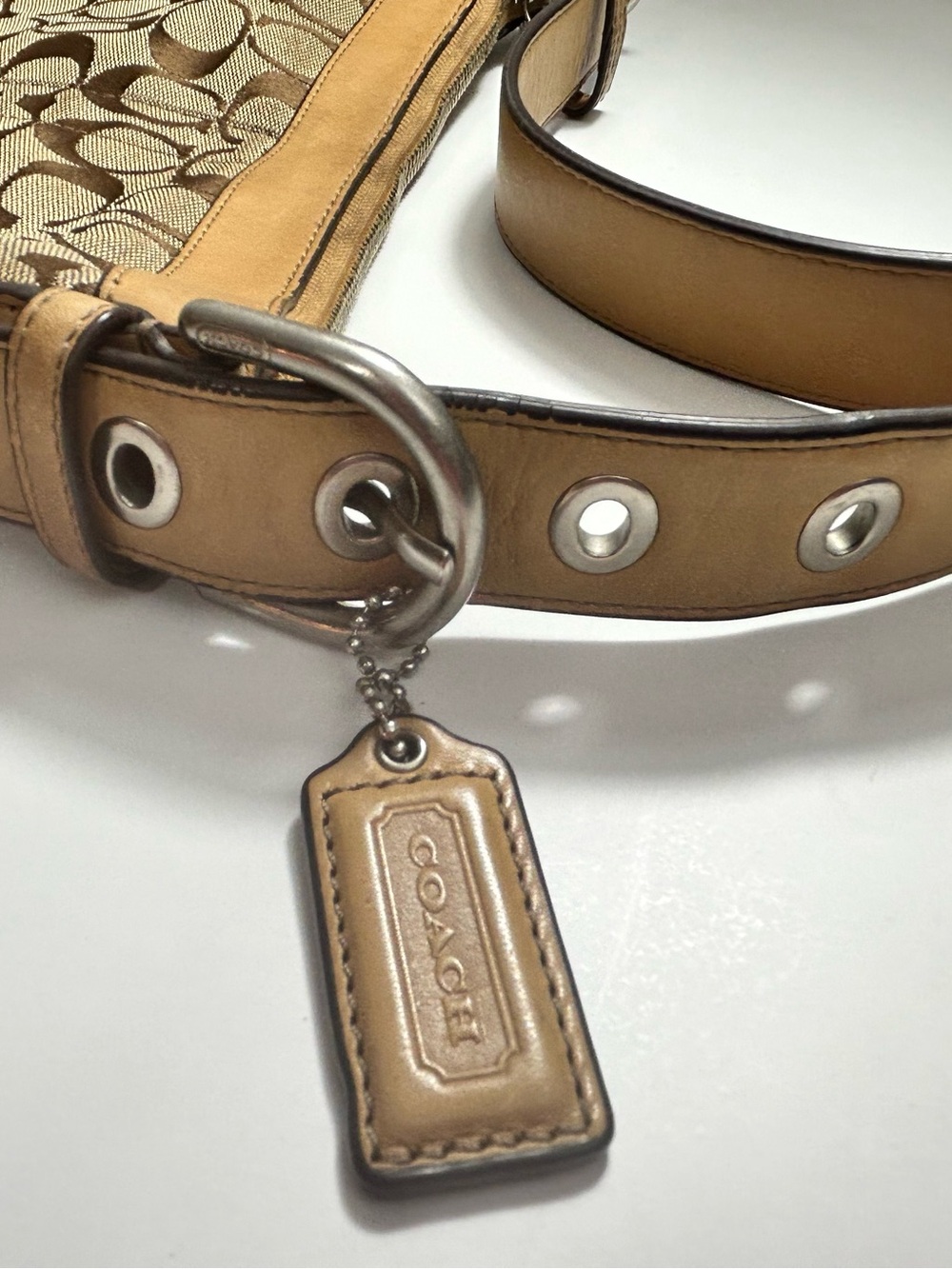 Coach Brown Signature Canvas Crossbody with Tan Leather Trim F12327 - Picture 5 of 15